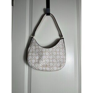 Guess Women's Berkton Logo Mini Shoulder Bag Coated Canvas Beige